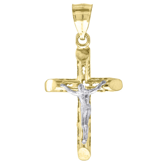 10kt Two-tone Gold Mens Women Crucifix Cross Religious Charm Pendant