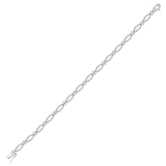 14kt White Gold Womens Round Diamond Fashion Bracelet 2-1/2 Cttw