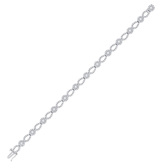 14kt White Gold Womens Round Diamond Link Bracelet 3 Cttw