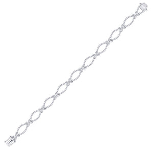 14kt White Gold Womens Round Diamond Link Bracelet 2-3/8 Cttw