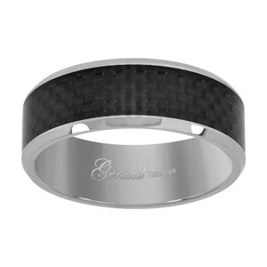 Tungsten Black Carbon Fiber Mens Comfort-fit 8mm Size-7 Wedding Band