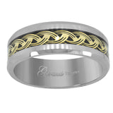 Tungsten Gold-Tone Weaves Center Black Carbon Fiber Inlay Mens Comfort-fit 8mm Size-14 Wedding Band 