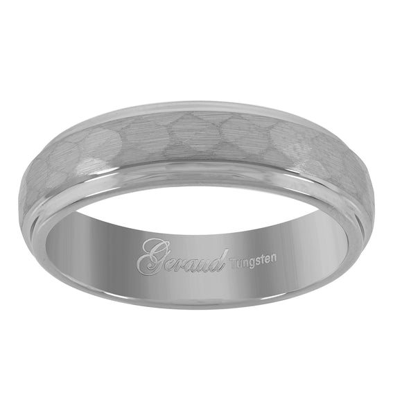 Tungsten Hammered Finish Mens Comfort-fit 6mm Size-7 Wedding Band