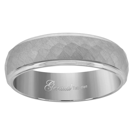 Tungsten Hammered Finish Mens Comfort-fit 7mm Size-7 Wedding Band