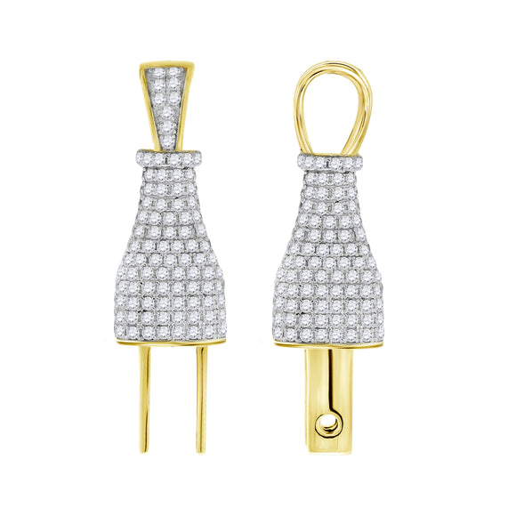 925 Sterling Silver Yellow-tone Mens Cubic Zirconia Tools Plug Charm Pendant