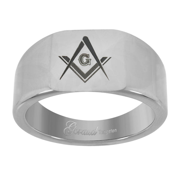 Tungsten Mens Laser Masonic Wedding Band Comfort-fit 8mm Size-7