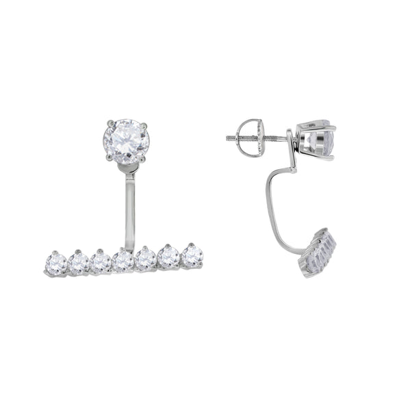 925 Sterling Silver Womens Cubic Zirconia Earring Jacket With Studs