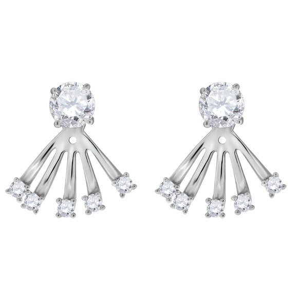 925 Sterling Silver Womens Cubic Zirconia Earring Jacket With Studs