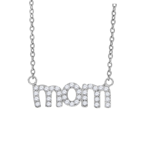 925 Sterling Silver Womens Cubic Zirconia Mom Charm Pendant