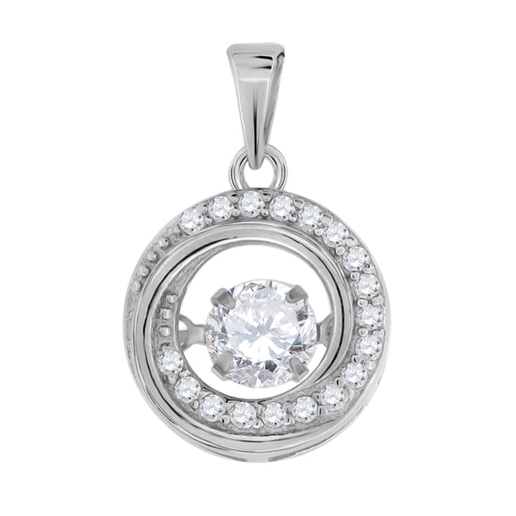 925 Sterling Silver Womens Cubic Zirconia Fashion Round Charm Pendant