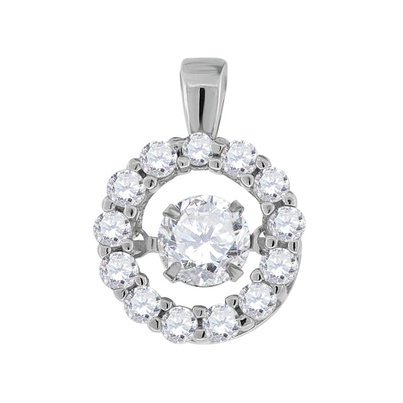 925 Sterling Silver Womens Cubic Zirconia Fashion Round Charm Pendant