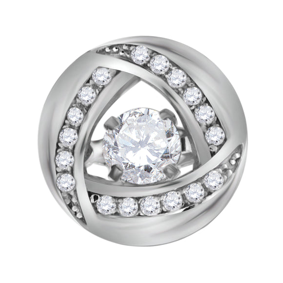 925 Sterling Silver Womens Cubic Zirconia Fashion Round Charm Pendant