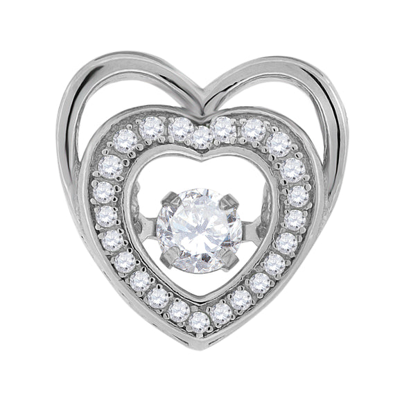 925 Sterling Silver Womens Sparkling CZ Heart Slide Pendant