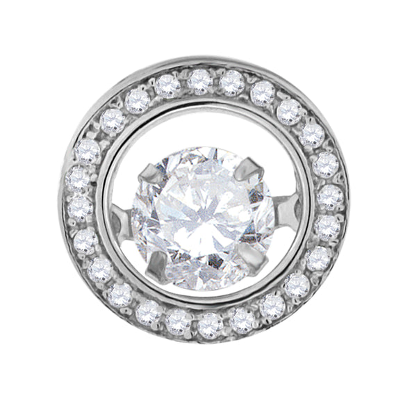 925 Sterling Silver Womens Cubic Zirconia Fashion Round Charm Pendant