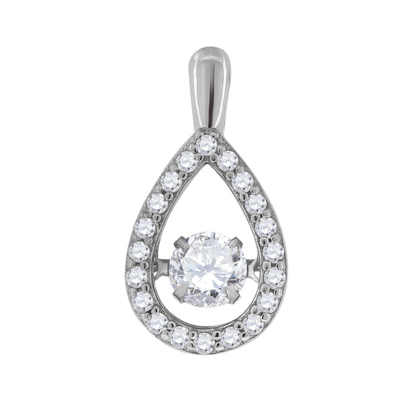 925 Sterling Silver Womens Cubic Zirconia Fashion Teardrop Charm Pendant