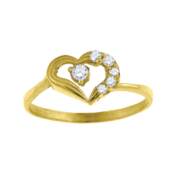 14kt Yellow Gold Womens Cubic Zirconia Heart Band Ring