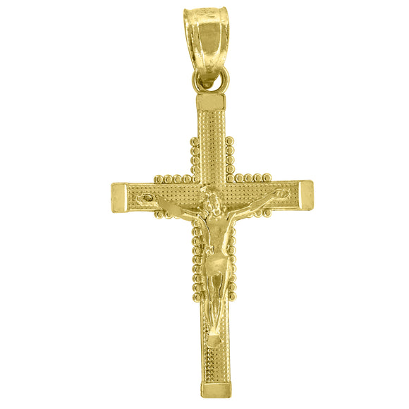 14kt Yellow Gold Unisex Cross Crucifix Ht:25.6mm Religious Pendant Charm
