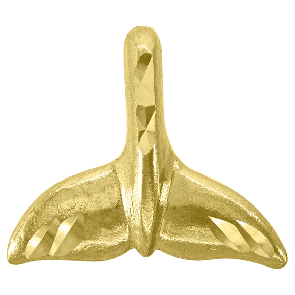 14kt Yellow Gold Unisex Diamond-cut Fish Tail Animal Ht:14.3mm Pendant Charm
