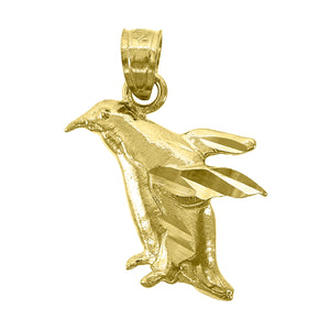 14kt Yellow Gold Unisex Diamond-cut Penguin Bird Ht:20.3mm Pendant Charm