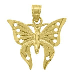 14kt Yellow Gold Womens Diamond-cut Butterfly Insect Pendant Charm