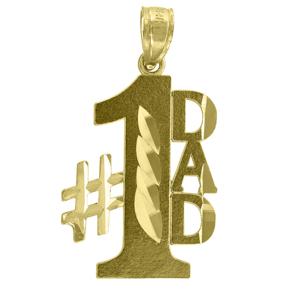 14kt Yellow Gold Womens Diamond-cut No.1 Dad Talking Pendant Charm