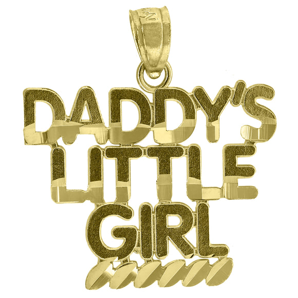14kt Yellow Gold Womens Diamond-cut Daddy's Little Girl Pendant Charm