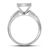 10kt White Gold His Hers Round Diamond Cluster Matching Wedding Set 1/2 Cttw