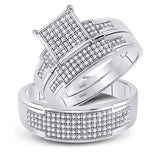 10kt White Gold His Hers Round Diamond Cluster Matching Wedding Set 1/2 Cttw