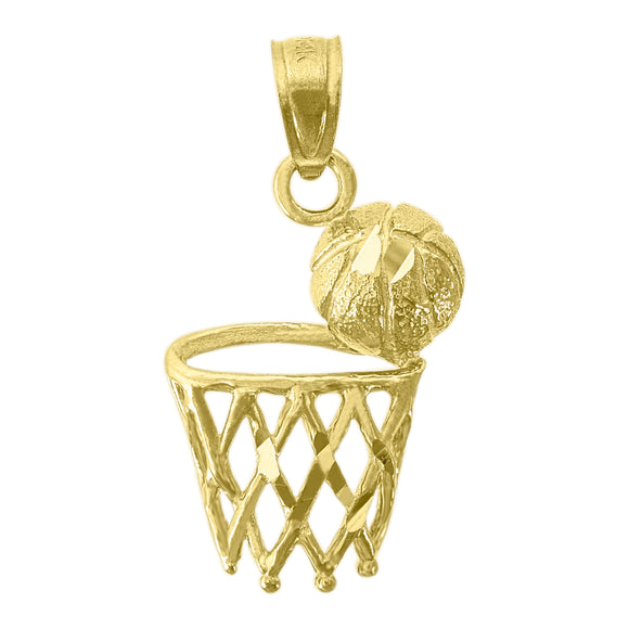 14kt Yellow Gold Womens Basket Ball Sports Pendant Charm