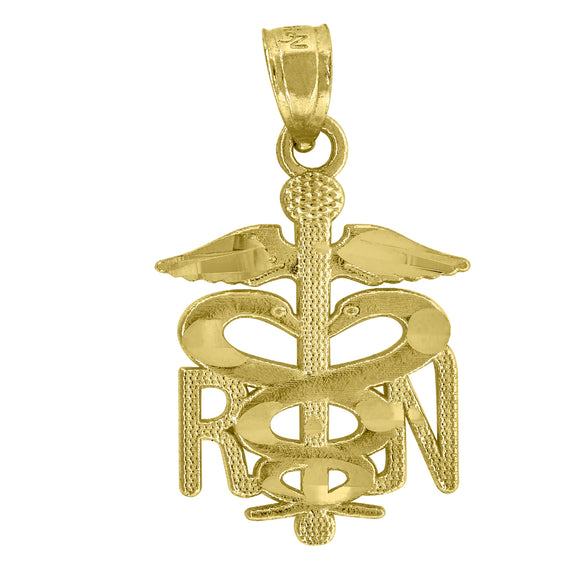 14kt Yellow Gold Womens RN Nurse Ht:23mm Pendant Charm