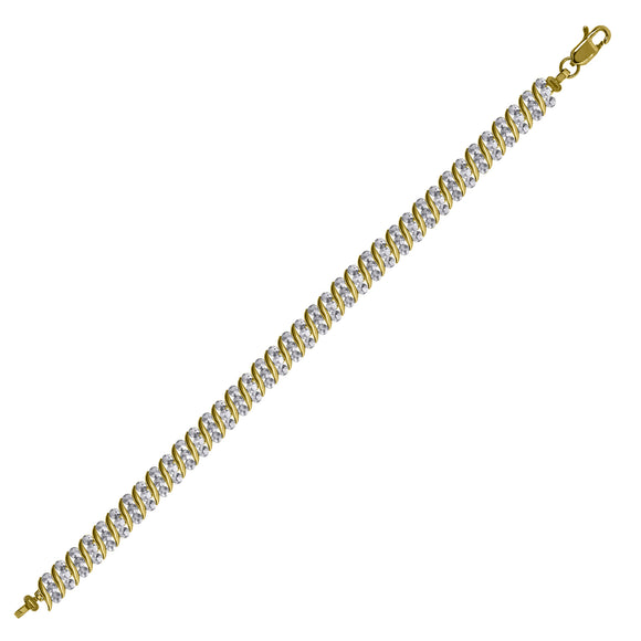 10kt Two-tone Gold Womens Link Bracelet Size 7 Inches
