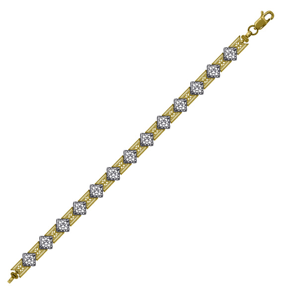 10kt Two-tone Gold Womens Link Bracelet Size 7 Inches