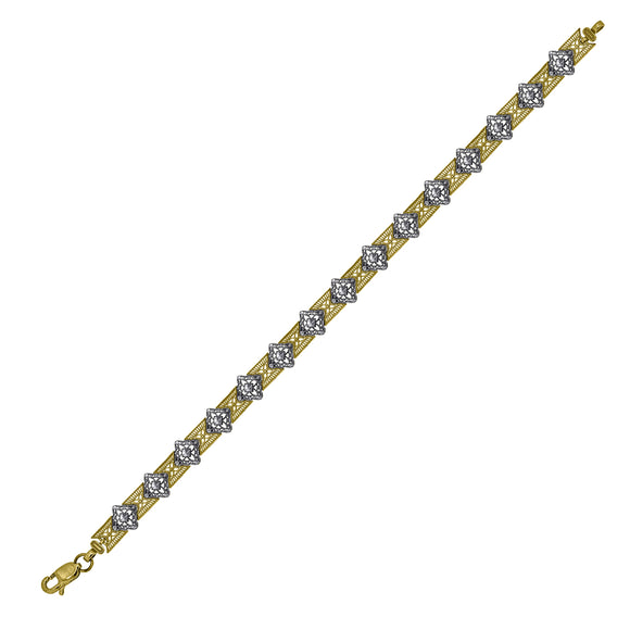 10kt Two-tone Gold Womens Link Bracelet Size 8 Inches