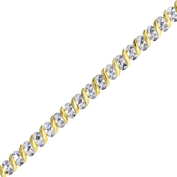 10kt Two-tone Gold Womens Link Bracelet Size 8 Inches