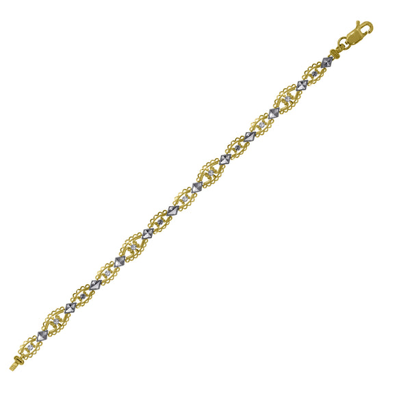 10kt Two-tone Gold Womens Link Bracelet Size 7 Inches