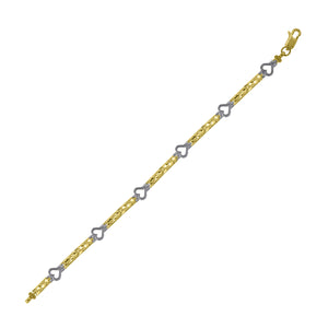 10kt Two-tone Gold Womens Nugget Bracelet Size 7 Inches