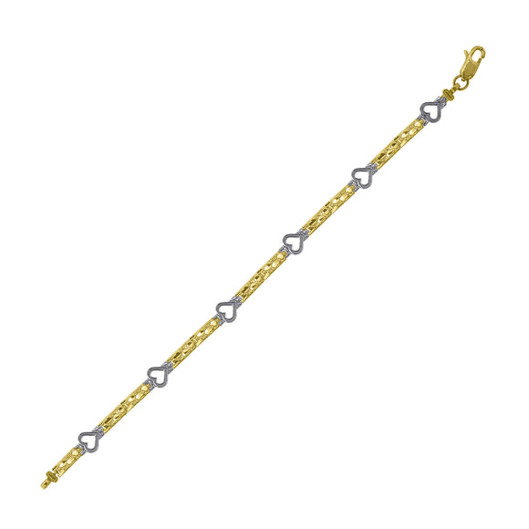10kt Two-tone Gold Womens Nugget Bracelet Size 7 Inches
