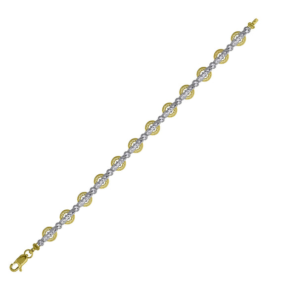 10kt Two-tone Gold Womens Link Bracelet Size 7 Inches