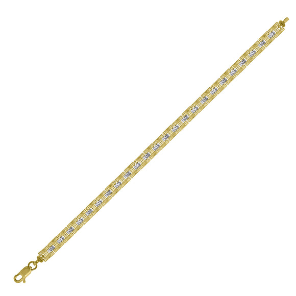 10kt Two-tone Gold Womens H Link Bracelet Size 8 Inches