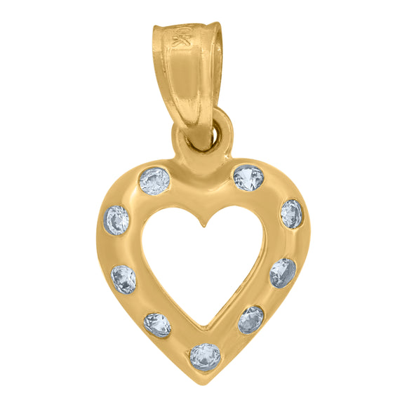 10kt Yellow Gold Womens Cubic Zirconia Cubic-zirconia Heart Charm Pendant