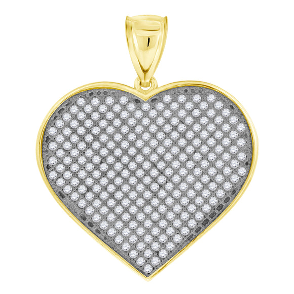 10kt Gold Two-tone Cubic-zirconia Womens Ht:35.7mm x W:29.6mm Heart Charm Pendant