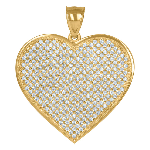 10kt Gold Two-tone Cubic-zirconia Womens Ht:41mm x W:33.2mm Heart Charm Pendant