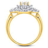 10kt Yellow Gold Womens Round Diamond Flower Solitaire Fashion Ring 1 Cttw