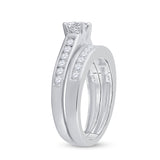 14kt White Gold Princess Diamond Bridal Wedding Ring Band Set 1 Cttw Size 8