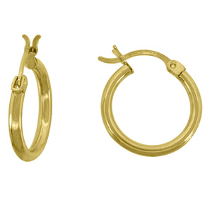 14kt Yellow Gold Womens Polished Huggie Hoop 17.5mm x 2.5mm Earrings