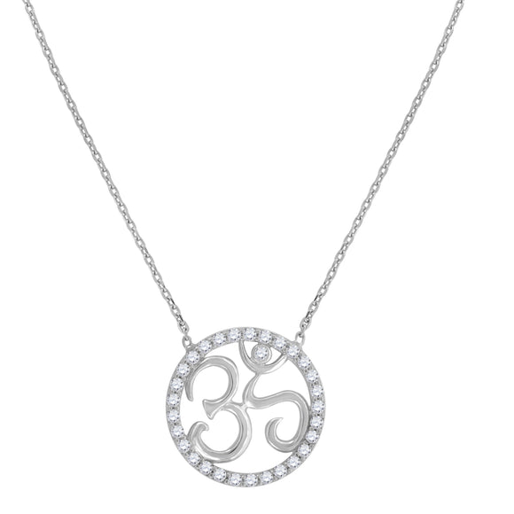 925 Sterling Silver Women Cubic Zirconia Rolo Link Ohm Necklace