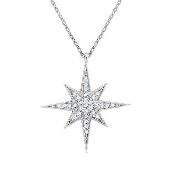 925 Sterling Silver Women Cubic Zirconia Rolo Link Religious Star Of Bethlehem Necklace