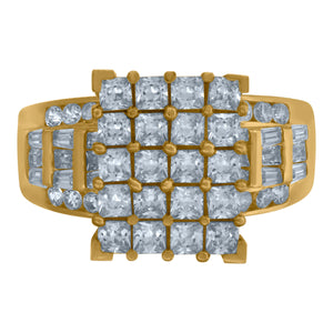 10kt Yellow Gold Womens Princess And Baguette Cubic Zirconia Engagement Ring