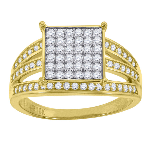 10kt Two-tone Gold Womens CZ Cluster Square Head Engagement Ring Size 7