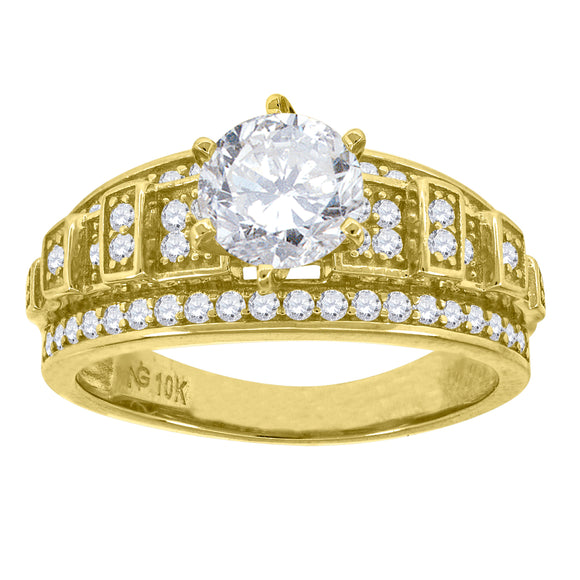 10kt Yellow Gold Womens Cubic Zirconia CZ Solid Solitaire Engagement Ring
